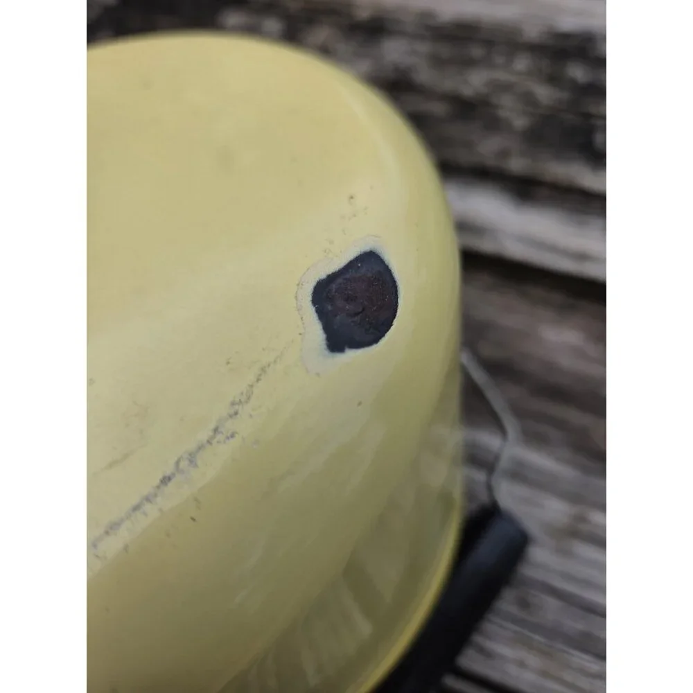 Vintage yellow enamel teapot With Lid‎ Enamelware Bail Handle
